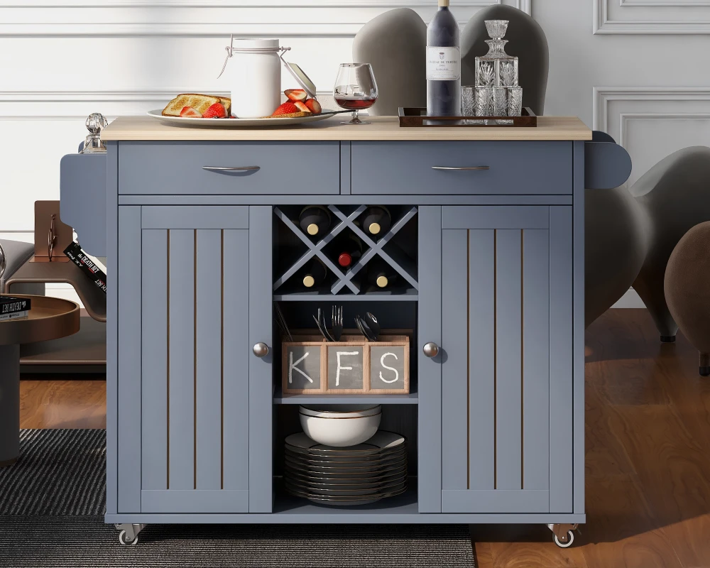wooden rolling cart with drawers