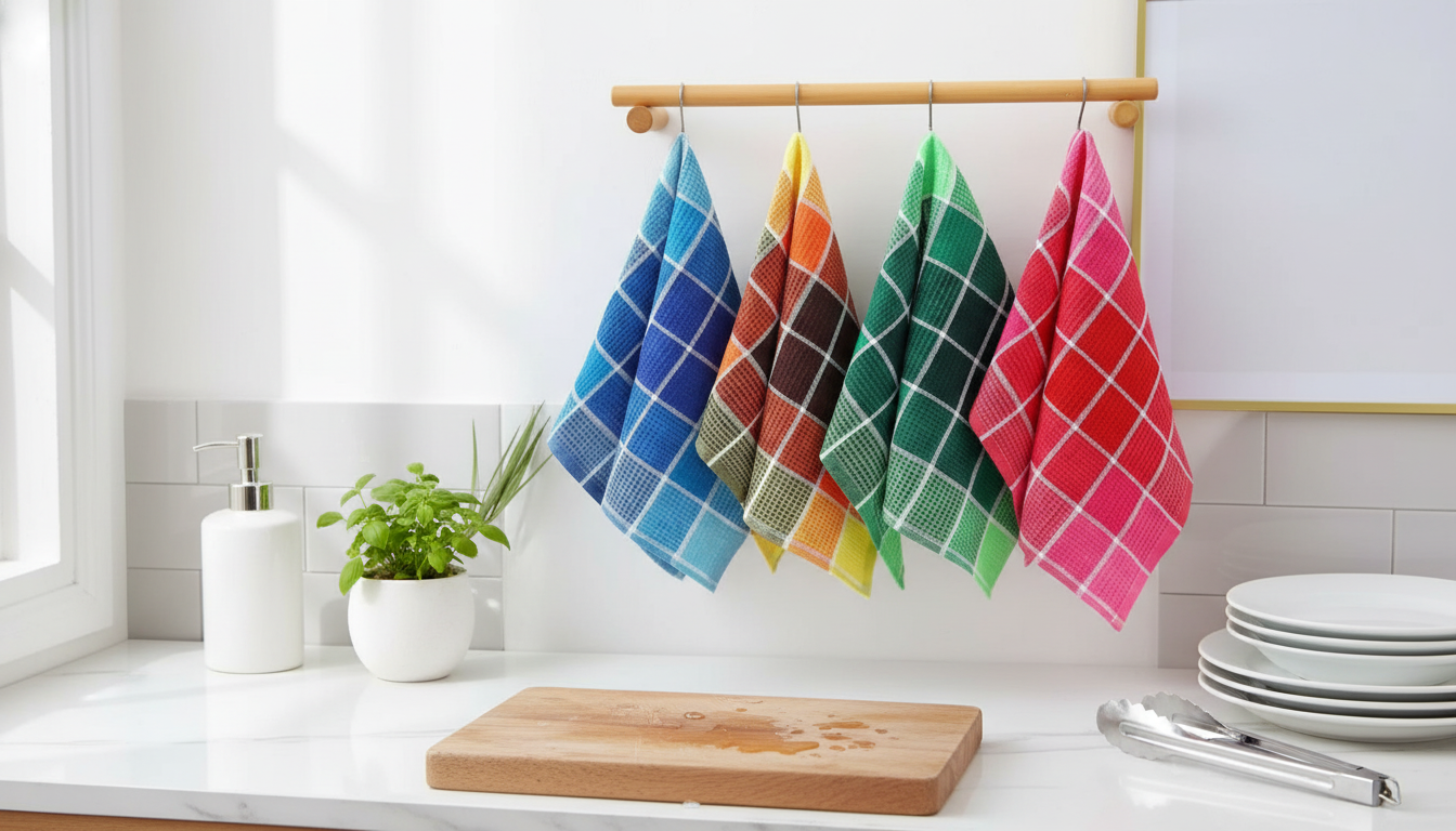 4-Piece Waffle Weave Dish Towels for Faster Drying