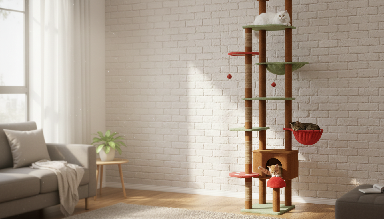 Cactus Floor-to-Ceiling Cat Tower: Stable Space Saver