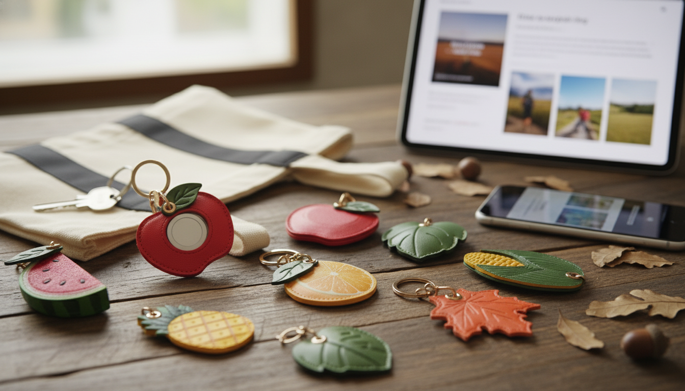 Cartoon Fruit Leather AirTag Keychain Case Guide