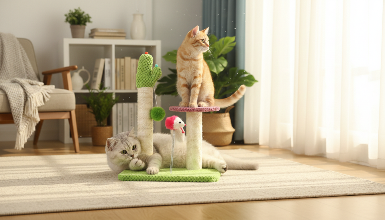 Pick a Cat Climbing Tree: Scratch Board + 2 Platforms