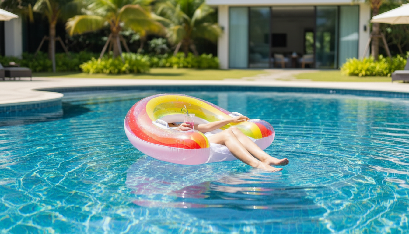 Inflatable Water Hammock: Handles, Cup Holders & Cool Mesh