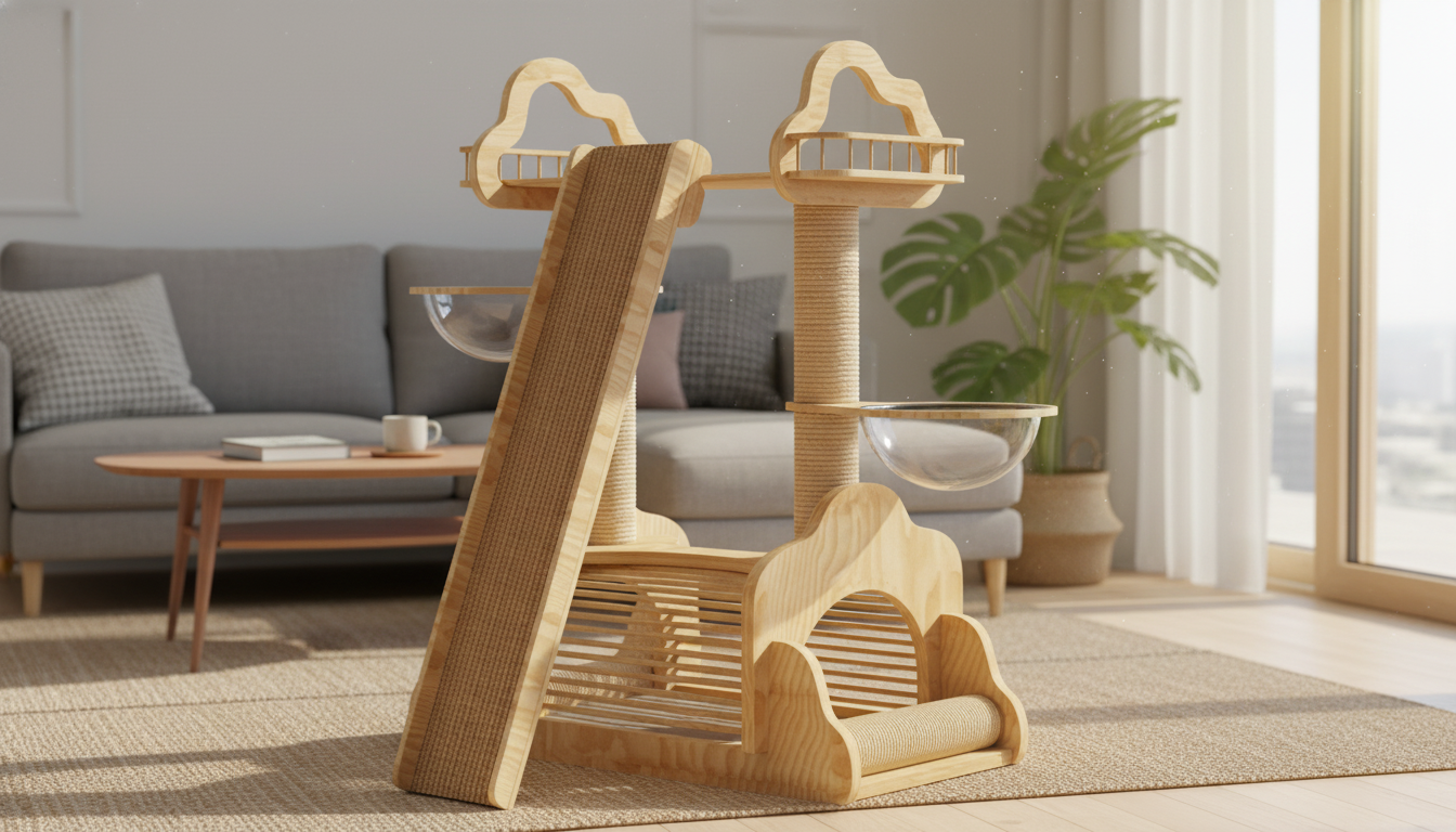 Luxury Solid Wood Cat Tree: Sisal Posts, Real Stability