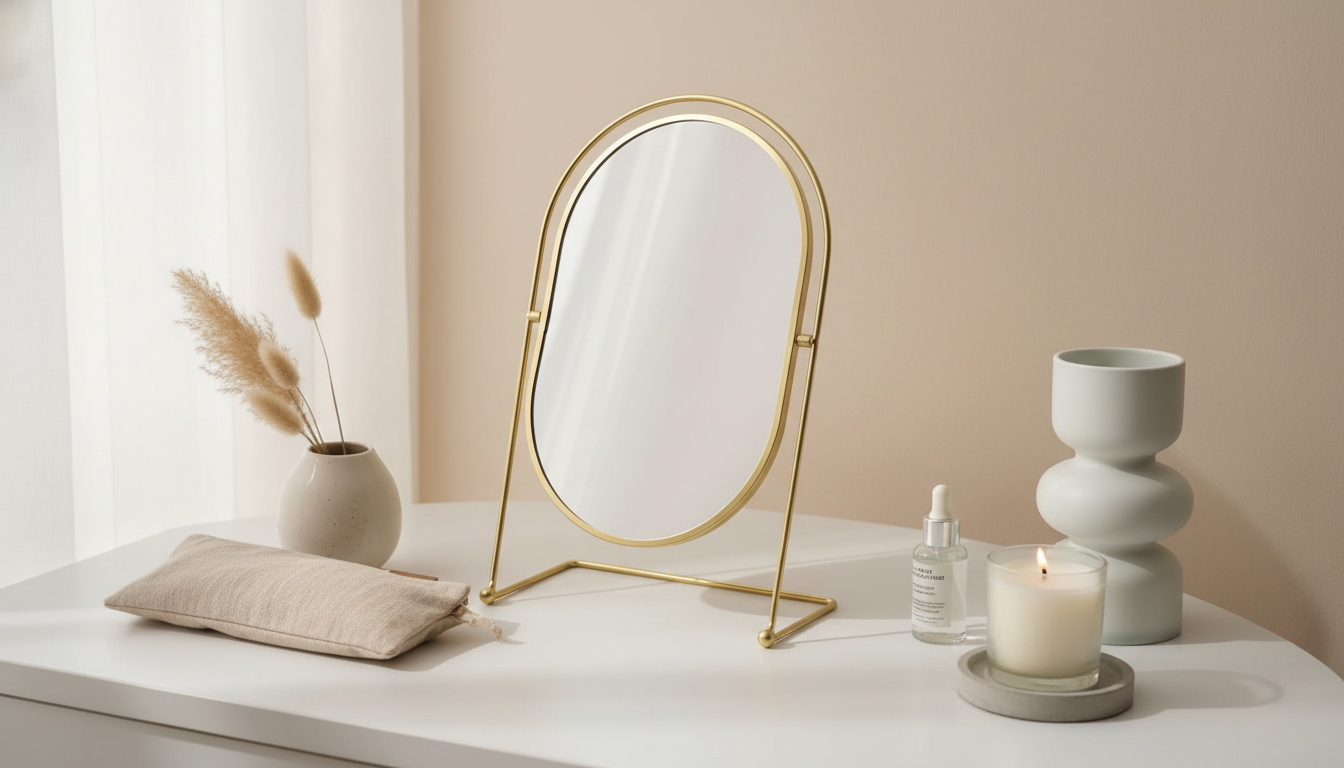 Nordic Oval Iron Frame Makeup Mirror: Compact Vanity Guide