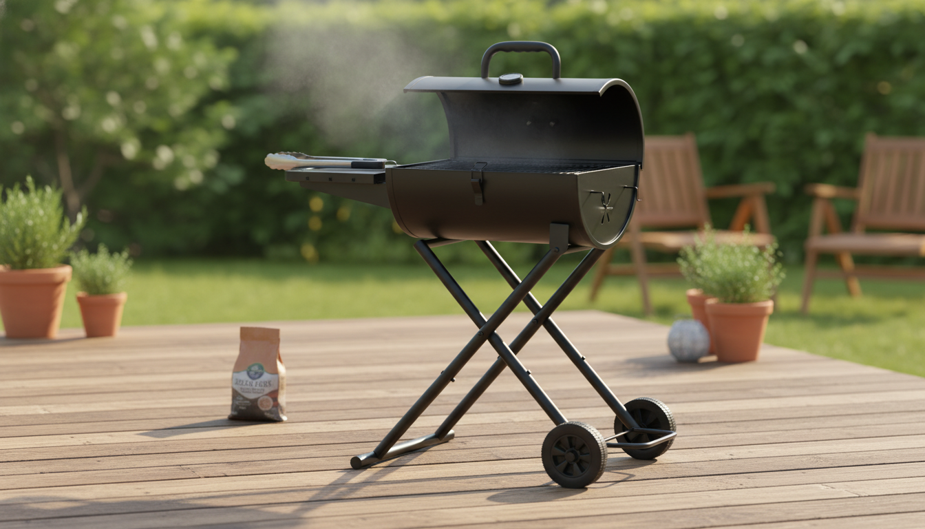 Portable Barrel Charcoal Grill: Folding Legs & Wheels Guide