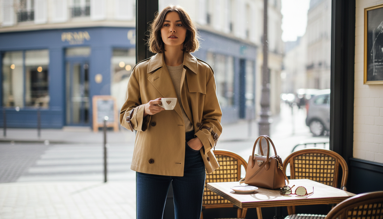 Prada Double-Breasted Trench Jacket: Classic Lapels