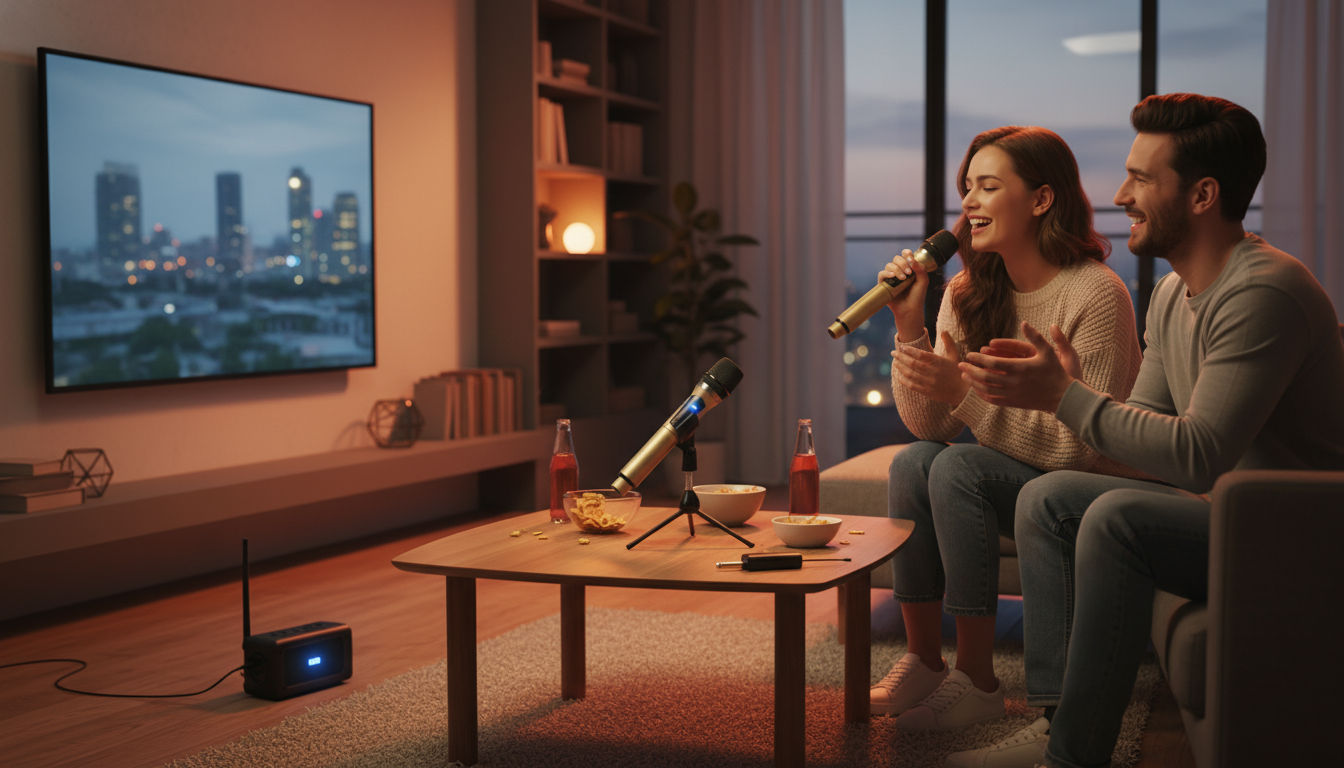 Rechargeable UHF Wireless Mic + Receiver: Karaoke & Talks