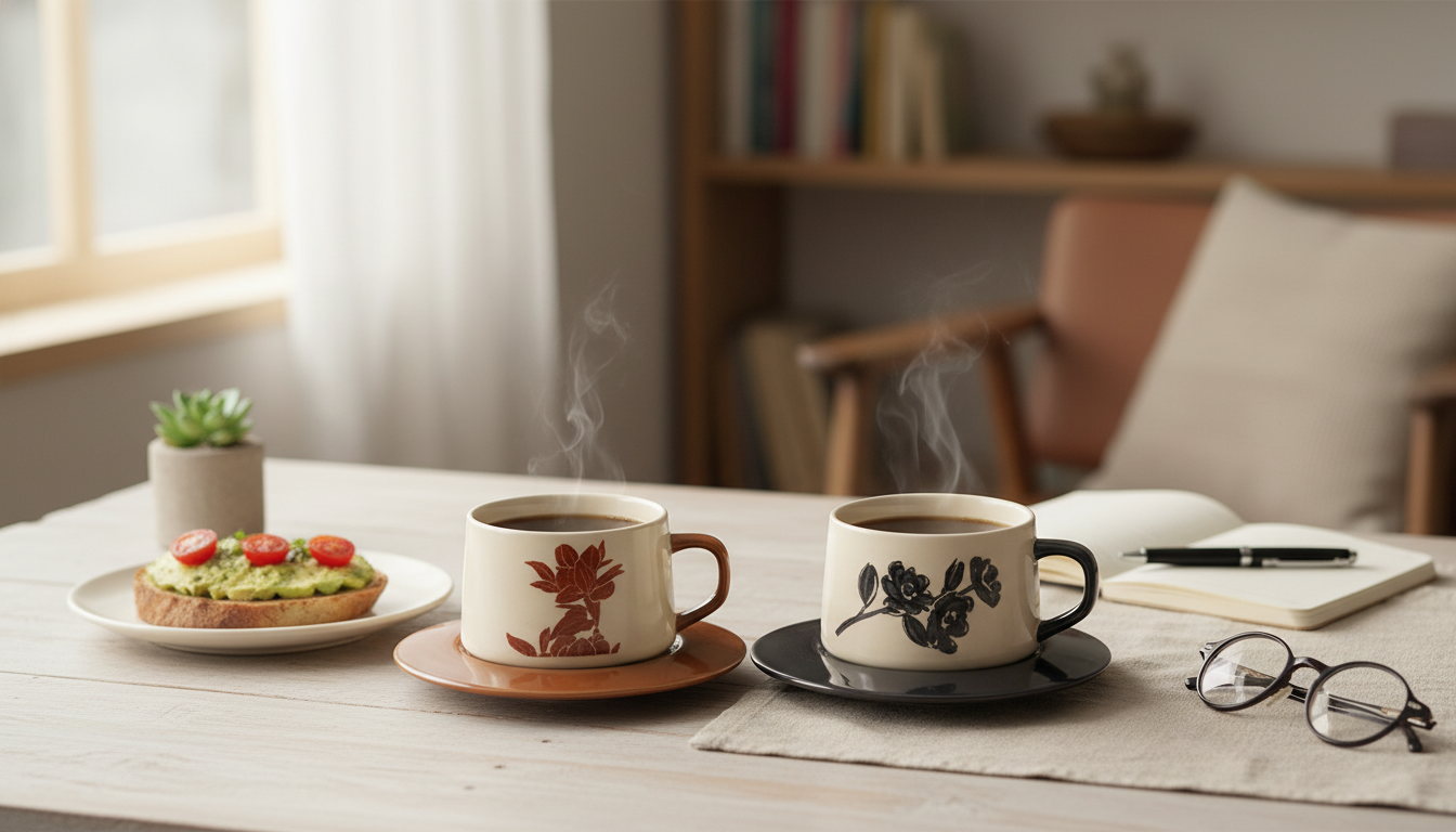 Retro 250ml Ceramic Cup & Saucer for Daily Coffee
