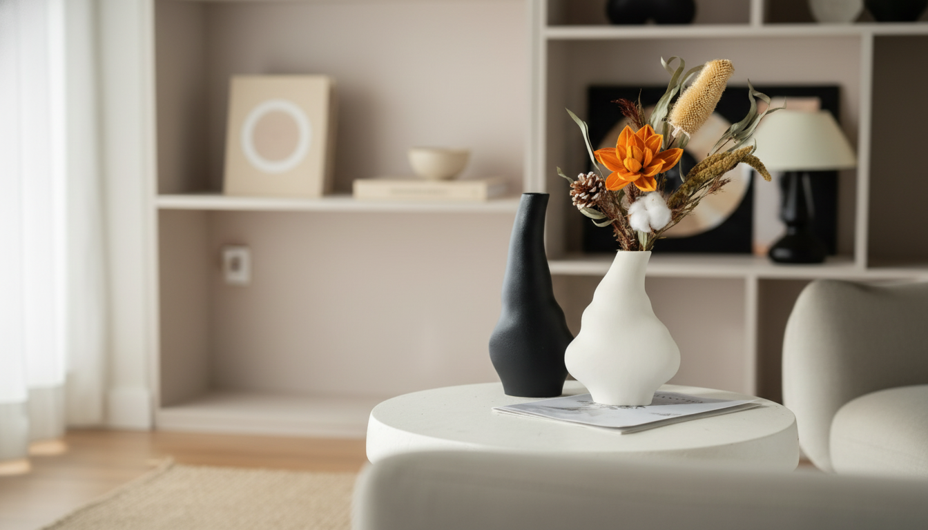 Wavy Matte White Ceramic Vase for Modern Minimalist Decor
