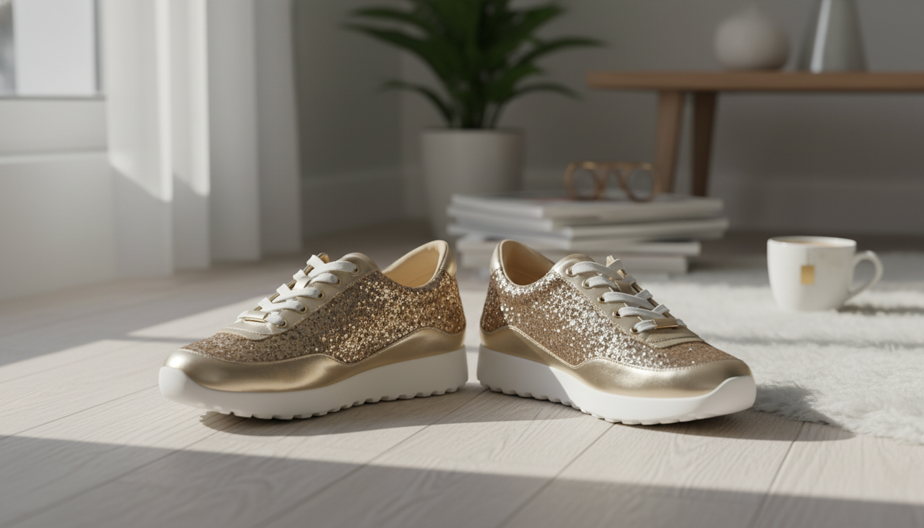 Jimmy Choo Monza Antique Gold Glitter Sneakers Guide